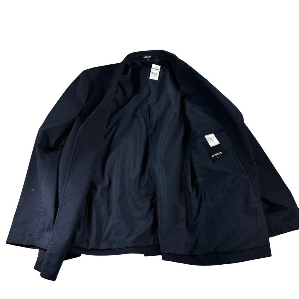 New EXPRESS Navy‎ Blue Slim Fit Cotton Blend Blazer Jacket 38R